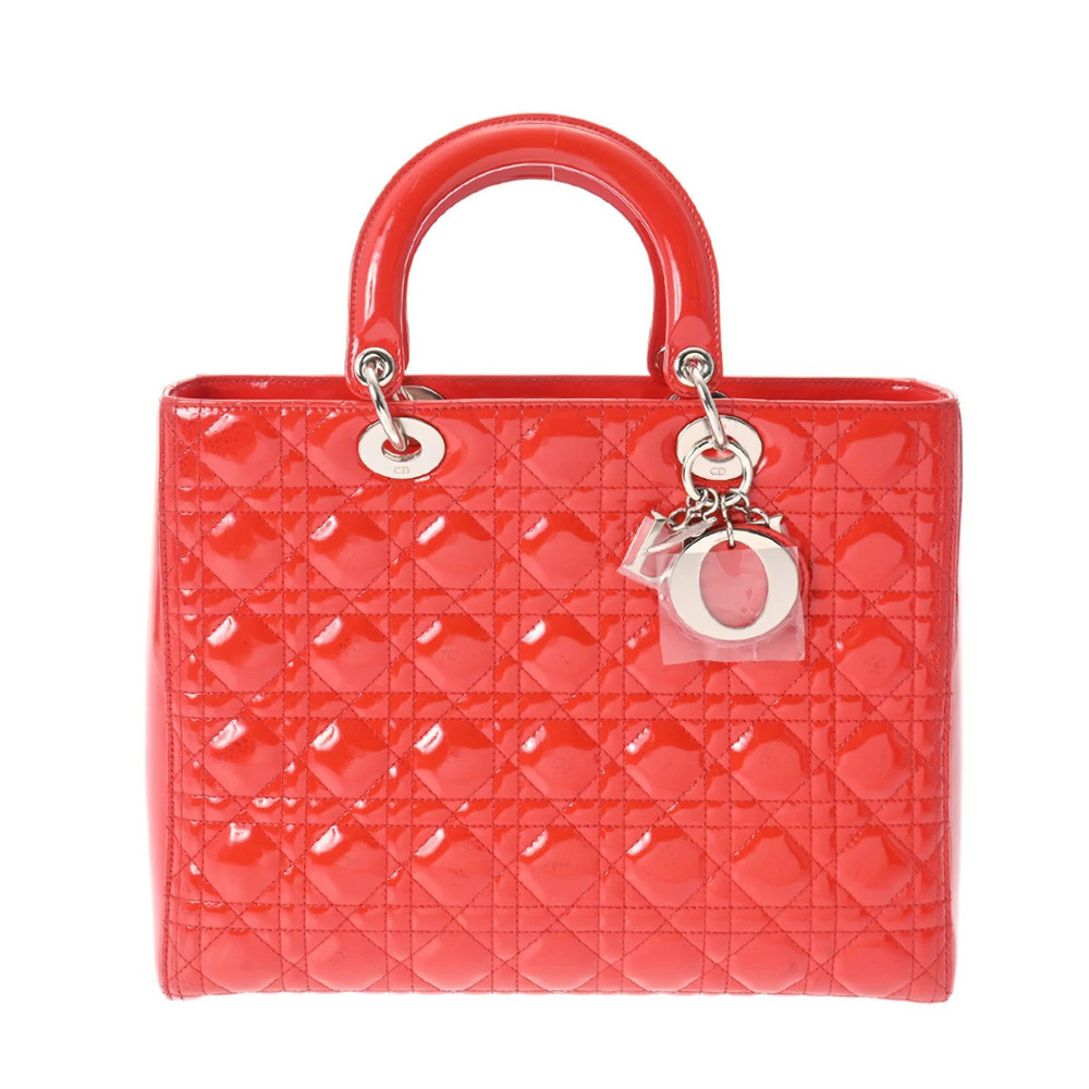 CHRISTIAN DIOR Lady Handbag Red Patent Vernis Leather
